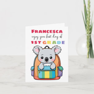 Första dagen Koala Betyg G Hälsning Skolkort Kort