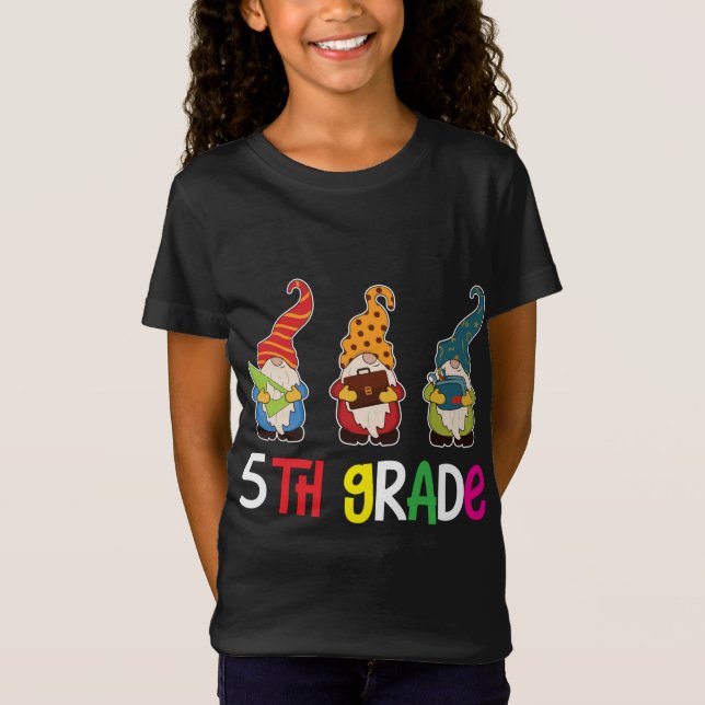 Första dagen Lärare Back to school Gnomes 5 Klass T Shirt (Framsida)