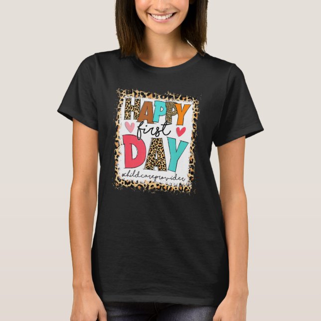 Första dagen leopard på skolans barnomsorgsleveran t shirt (Framsida)