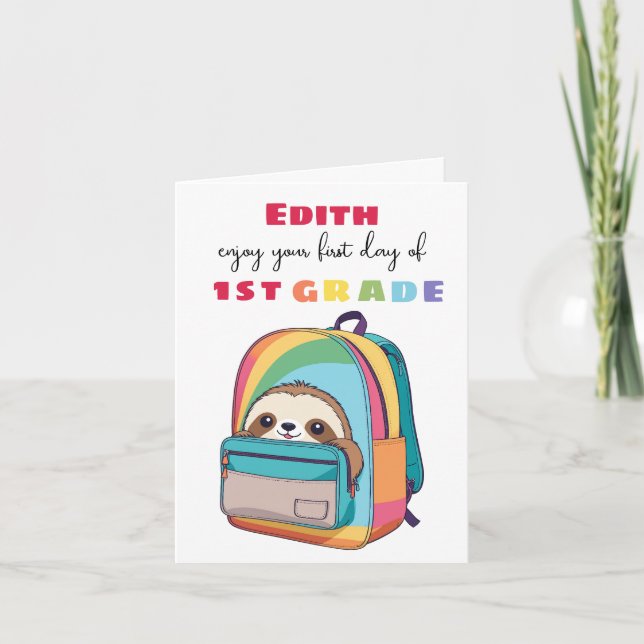första dagen ny klass Son Dotter söt sengångare Kort (Framsida)