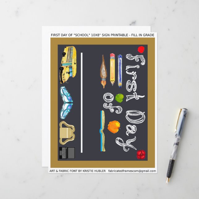 Första dagen på 10 x 8-tums skolsignatur Brev Laka (Fram/Back In Situ)