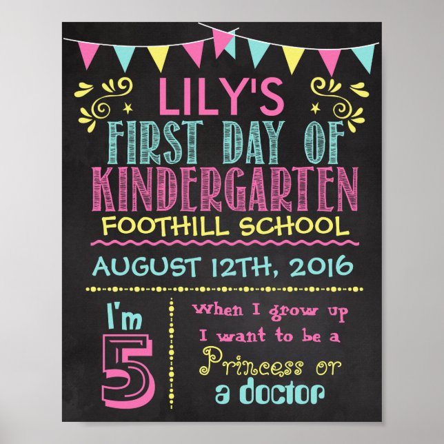 Första dagen på förskolan Kritstavla Poster (Framsidan)