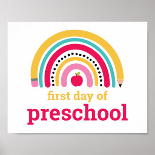 Första dagen på förskolan regnbågsskylt poster