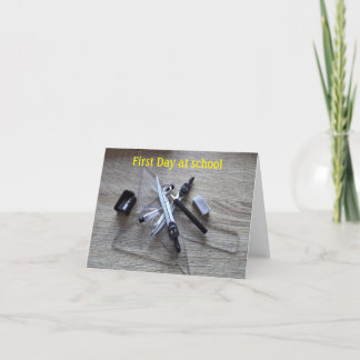 Första dagen på skolkortet helgkort