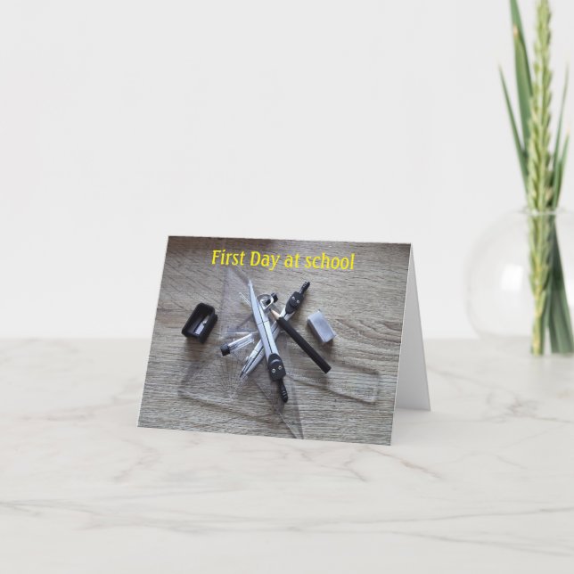 Första dagen på skolkortet helgkort (Framsida)