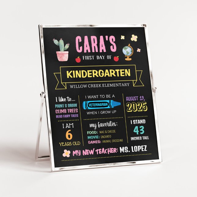 Första dagen-signatur för Back to school-kalkboard Poster (Chalkboard Back to School First Day Sign)