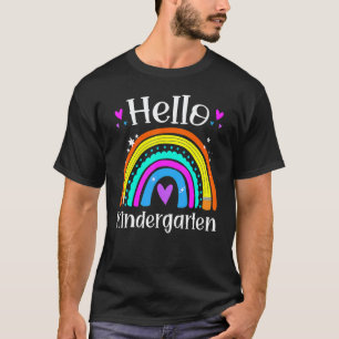 Första dagen skola hej förskollärare regnbåge t shirt
