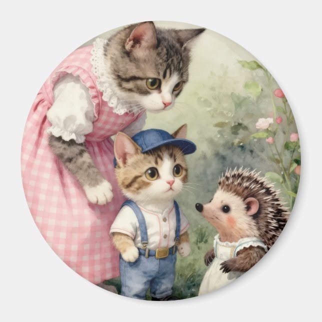 Första dagens hälsningar –  Kattunge & Igelkott Magnet (Framsidan)