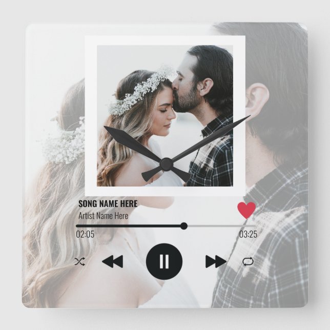 Första Dance Sång Bröllop-årsdagen Personlig  Fyrkantig Klocka (Framsida)