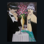 FÖRSTA DATUM, ART DECO-POSTER POSTER<br><div class="desc">Den ursprungliga akryliska konsthandlingen... ..Ett par på en första dejt, spännande och mystiskt. Det är ett romantiskt bord med ett stort vas av ro, lågt ljus och ett bord som är beläget utanför den överfulla atmosfären. En underbar målning som kan vara en underbar konversation biet och se underbar ut i...</div>