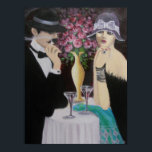 FÖRSTA DATUM, ART DECO-POSTER POSTER<br><div class="desc">Den ursprungliga akryliska konsthandlingen... ..Ett par på en första dejt, spännande och mystiskt. Det är ett romantiskt bord med ett stort vas av ro, lågt ljus och ett bord som är beläget utanför den överfulla atmosfären. En underbar målning som kan vara en underbar konversation biet och se underbar ut i...</div>