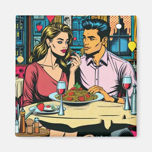 Första dejten | Spaghettimiddag Magnet (Framsidan)