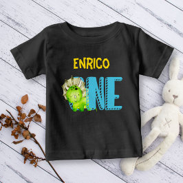 Första dinosauriefödelsedag söt, färglös personlig t shirt