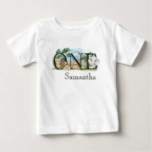 Första en födelsedag Jungle Safari Animals T Shirt