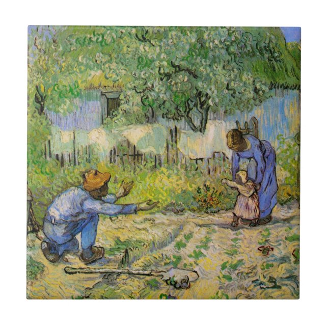 Första etappen (efter Millet) av Vincent van Gogh Kakelplatta (Framsidan)