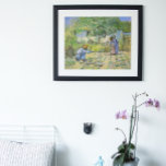 Första etappen (efter Millet) av Vincent van Gogh Poster<br><div class="desc">De första stegen (efter Millet) från Vincent van Gogh är en daglig målning i porträtt på bra post impressionism, som är en daglig plats med en bonde och hans hustru (mamma och pappa) där deras barn tar sina första steg. Familjen arbetar i trädgården med sitt hus, en stuga, i bakgrunden....</div>