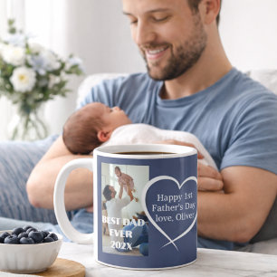Första fadersdagen Bästa pappa någonsin 2 bilder Kaffemugg