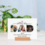 Första Fars dag 3-fotokollage Plaque<br><div class="desc">Första fotokollage i Fars dag för nya dads från fru och baby. Lägg till 3 av dina favoritfoton justera och uppsving. Gör den här elegantens fotokollage med handskriven skripttext till din make, som är en ny pappa. Låt henne känna sig speciell på hennes första Fars dag. Mallen är redigerbar och...</div>