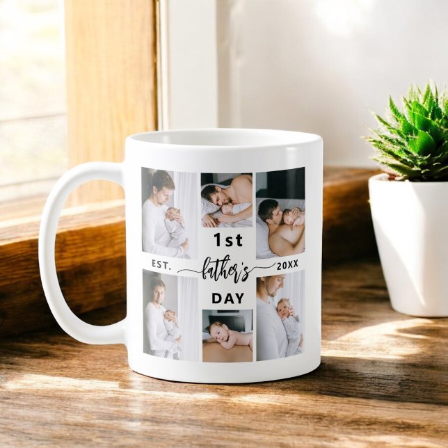 Första Fars dag 6-fotokollage Kaffemugg (Skapare uppladdad)
