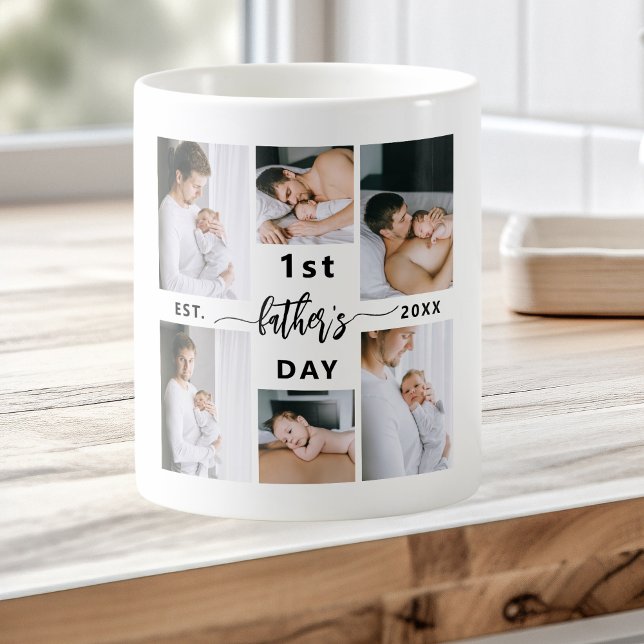 Första Fars dag 6-fotokollage Kaffemugg (Skapare uppladdad)