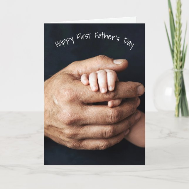 Första fars dag-barn och pappas händer kort (Framsida)