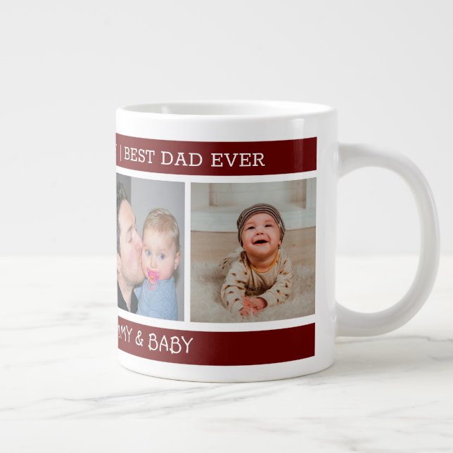 Första Fars dag bästa Pappa någonsin, 4 fotopatron Jumbo Mugg (Höger)