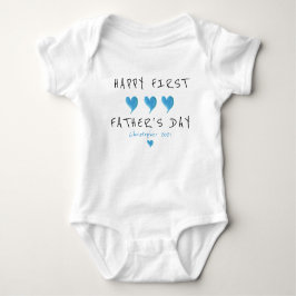 Första Fars dag Blue Heart-Anpassningsbarna T Shirt