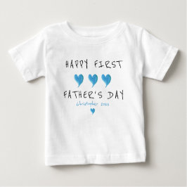 Första Fars dag Blue Heart-Anpassningsbarna T Shirt