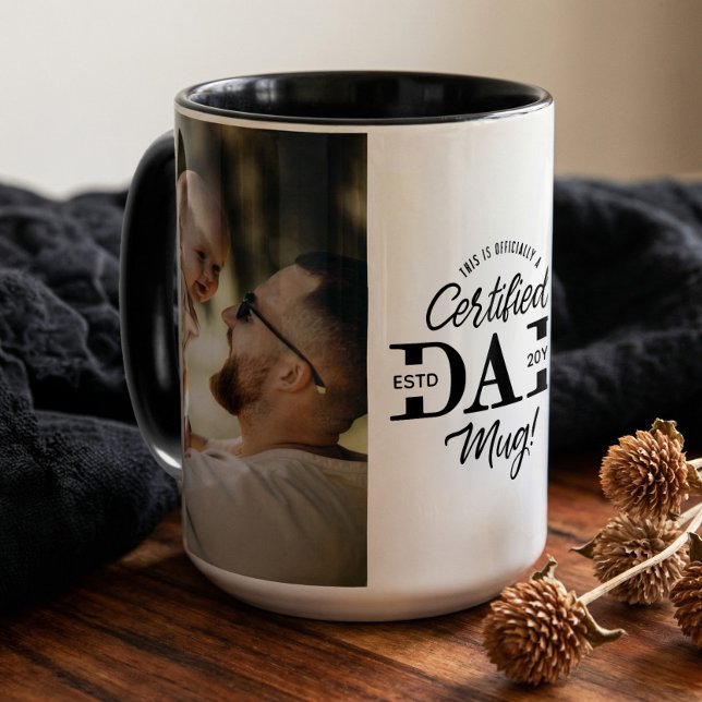 Första Fars dag Certifierad Pappa Mugg Ny Pappa Fo (First Father’s Day Certified Dad Mug New Dad Photo)