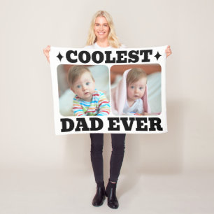 Första Fars Dag Coolaste Pappa Någonsin Baby Foto Fleecefilt