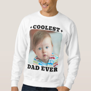 Första Fars Dag Coolaste Pappa Någonsin Baby Foto Lång Ärmad Tröja