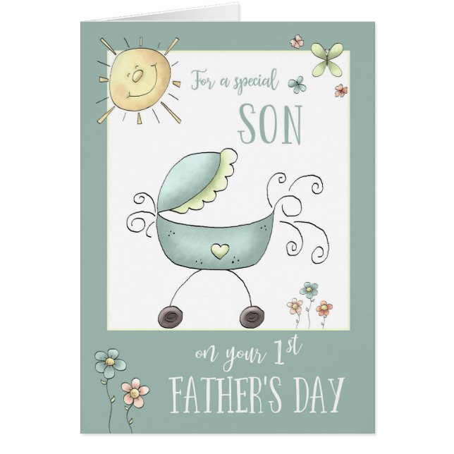 Första Fars dag för en Speciellare son, Baby-trans Hälsningskort (Framsidan)