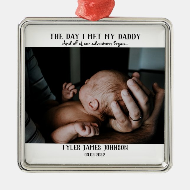 Första Fars dag-foto Julgransprydnad Metall (Framsidan)