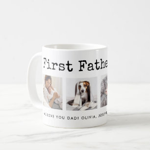 Första Fars dag Fotorutnät för skrivmaskinstext Kaffemugg