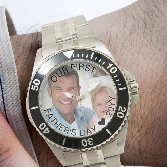 Första Fars dag-fotosemi transparent Gräns Armbandsur (Skapare uppladdad)