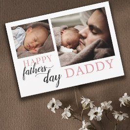 Första Fars dag från Nyfödd bebis Foto Julkort