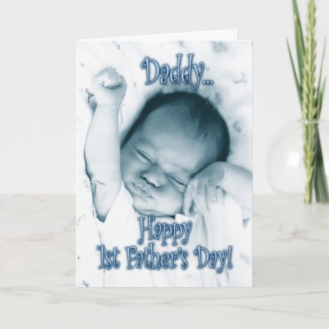 Första fars dag från son - Sträckande babypojke Kort (Framsida)