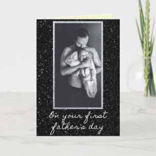 Första Fars dag Glitter Fotokort Kort