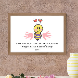 Första Fars dag Handavtryck blomma Konst Poster