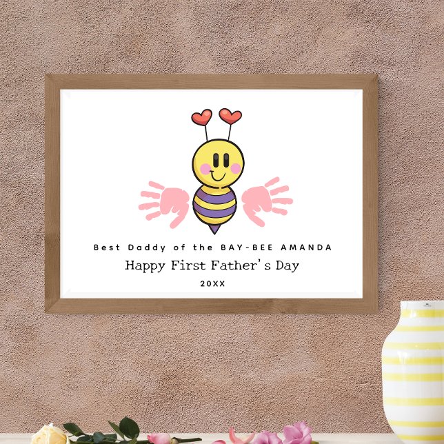Första Fars dag Handavtryck blomma Konst Poster (Skapare uppladdad)