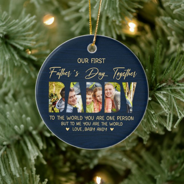 Första fars dag med Pappa – Anpassad fotogåva Julgransprydnad Keramik (Träd)