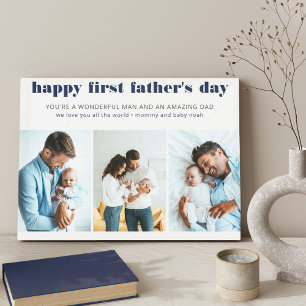 Första Fars dag Namn 3 Fotovit Kanvastryck