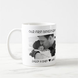Första Fars dag New Pappa Baby Photo Black White Kaffemugg