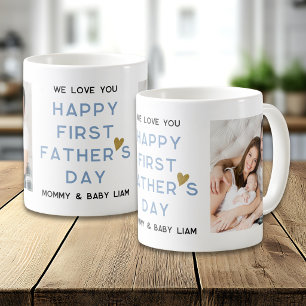Första fars dag Ny pappa Bebis 2 Fotokollage Kaffemugg