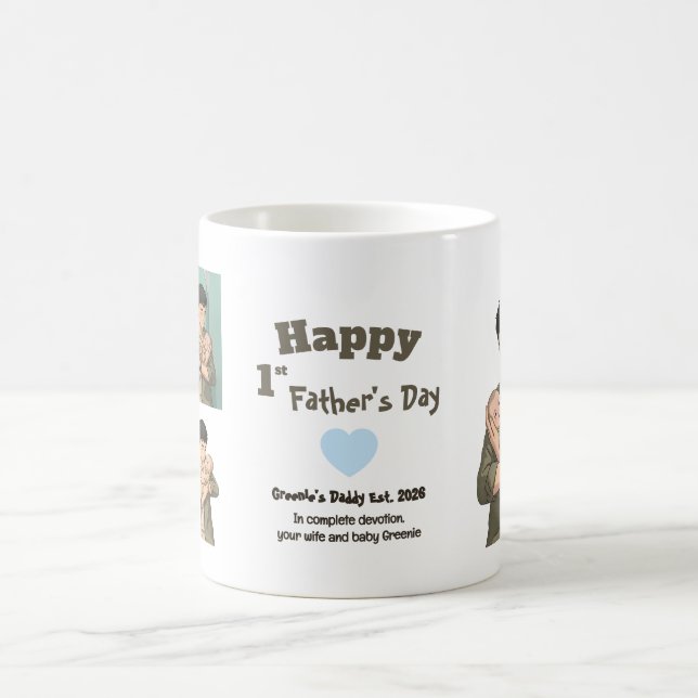 Första Fars dag Pappa est 2026 Anime Stil Kaffemugg (Center)