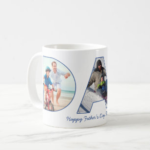 Första Fars dag PAPPA-fotoutskärningen av Brev Kaffemugg