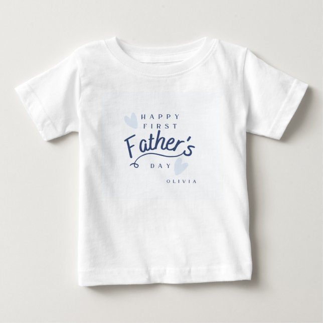 Första fars dag-present från bebis - Personlig  T Shirt (Framsida)