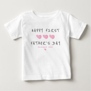 Första Fars dag Rosa Heart-Anpassningsbarna T Shirt