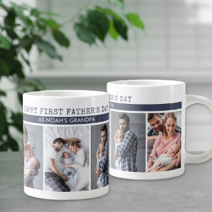 Första Fars dag som Grandpa - 5 Fotokollage Jumbo Mugg