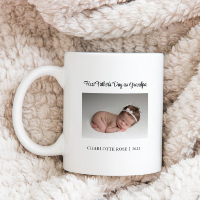 Första Fars dag som Grandpa Nyfödd bebis Photo Kaffemugg (Skapare uppladdad)